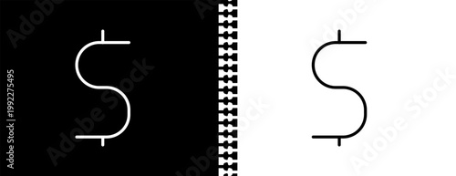 dollar currency UI outline icon in black and white mode - business collection. 