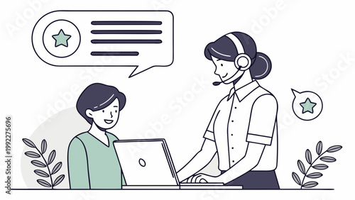 Professional Call Center Representative Flat Vector Design