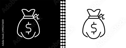 money sack UI outline icon in black and white mode - business collection. 