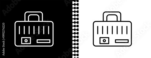 rectangular briefcase UI outline icon in black and white mode - business collection. 