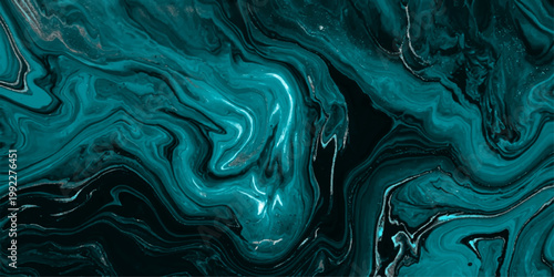 Watercolor Intriguing teal marble texture swirls, exuding luxury and elegance. A rich, dynamic artistic interpretation for upscale designs. for print, wall art, branding