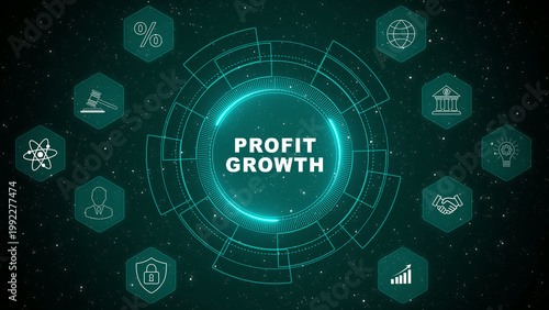 Tableau sur toile Enterprise performance dashboard powered by Profit Growth analytics interface wi