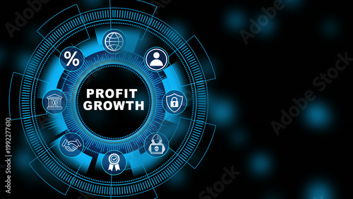 Photos Digital corporate dashboard featuring Profit Growth interface with secure financ