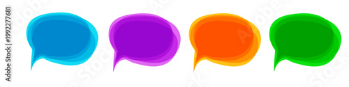 Hand drawn speech bubble. Set with text . Speech bubble colorful set in flat design. Vector illustration