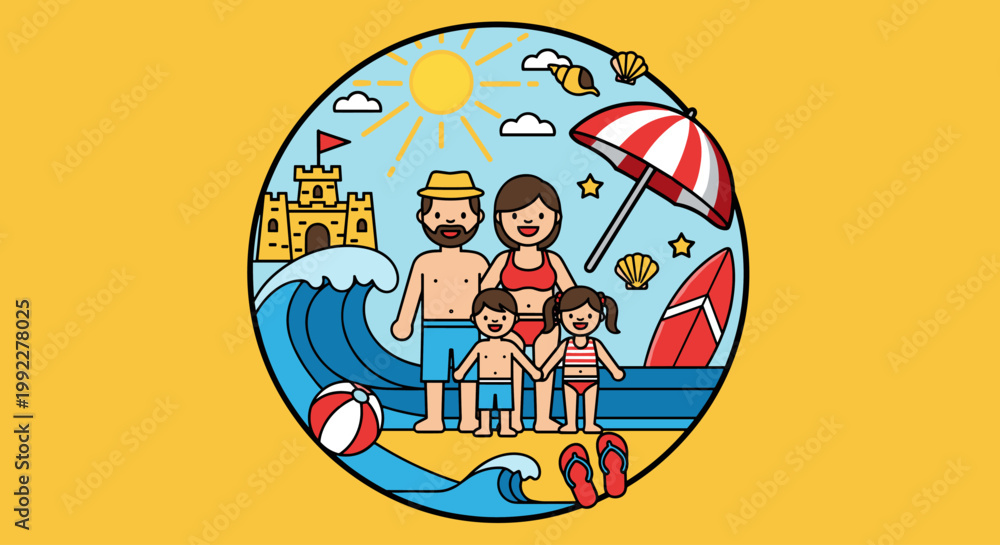 Obraz premium Family on beach vacation together.