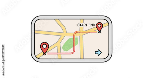 A map with a route marked on it.