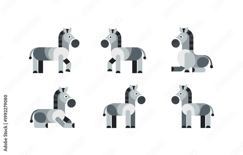 Naklejka premium Cute Zebra Illustrations Collection