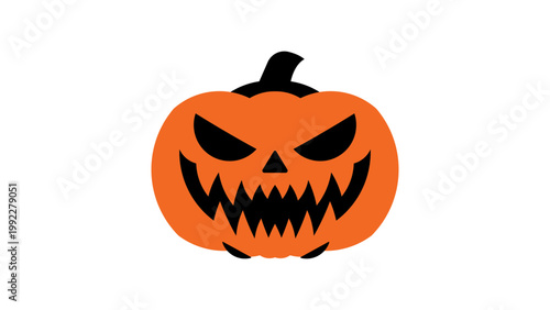 Bild auf Leinwand Scary Halloween Jack-o'-lantern Pumpkin Vector Illustration with Sharp Teeth and