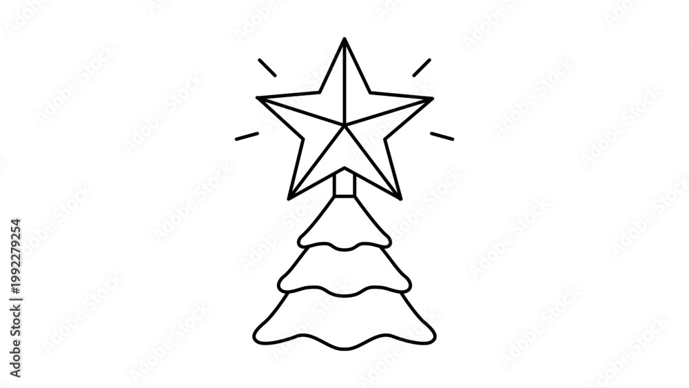 Εκτύπωση καμβά Christmas Tree Topper Star Vector Icon Illustration with Editable Stroke