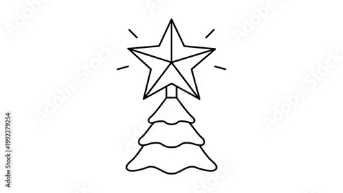 Obraz na płótnie Christmas Tree Topper Star Vector Icon Illustration with Editable Stroke