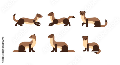 Weasel Animal Collection Flat Design