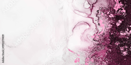 Watercolor Ethereal fluid art design with layered paint and stains in delicate shades of purple, merging art and a dreamlike effect. for print, wall art, branding