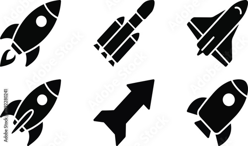 Rocket and Space Exploration Pattern on white Background
