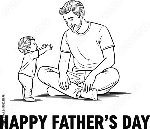 Heartwarming father's day illustration dad and baby sharing a special moment of love