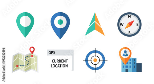 Collection of navigation and location icons.