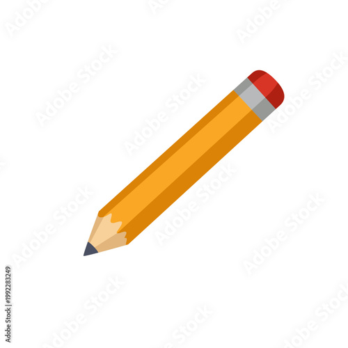 Yellow Pencil Flat Style Icon Illustration