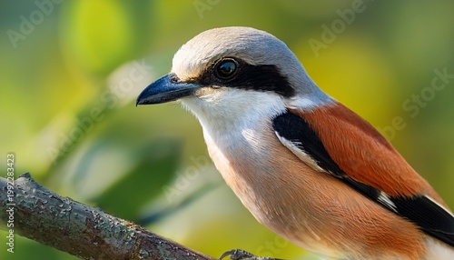 A Long Tailed Shrike Or Rufous Backed Shrike Lanius Schach On A Tree Branch