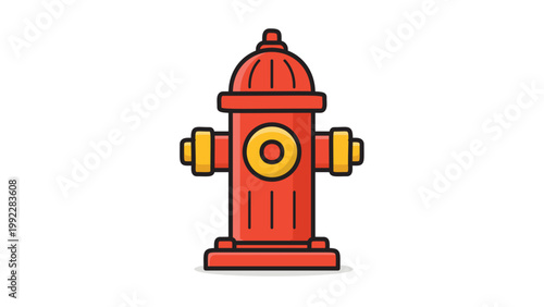 Red Fire Hydrant Flat Vector Icon Illustration with Editable Stroke. Modern Minimalist Street Firefighting Equipment for Safety and Emergency Water Supply Isolated on White Background.