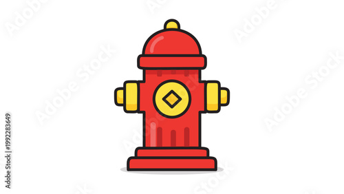 Red Fire Hydrant Vector Icon Illustration with Editable Stroke. Modern flat design of a street fire plug for emergency water supply. Scalable graphic for safety, firefighting, and urban concepts.