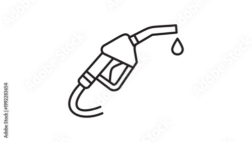 Konstfotografi Minimalist Fuel Pump Nozzle Vector Icon with Editable Stroke