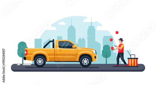 Man walking with shopping bag.