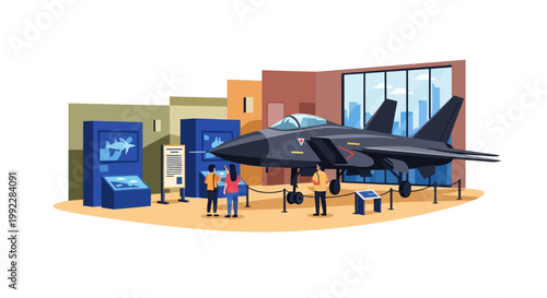 Military Fighter Jet on Display.