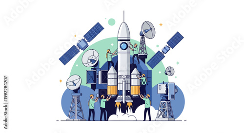 People Working on Space Rocket.