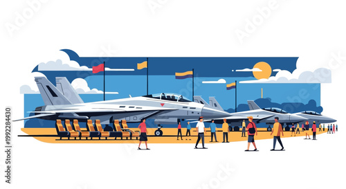 Airplane on Tarmac with Passengers Boarding.