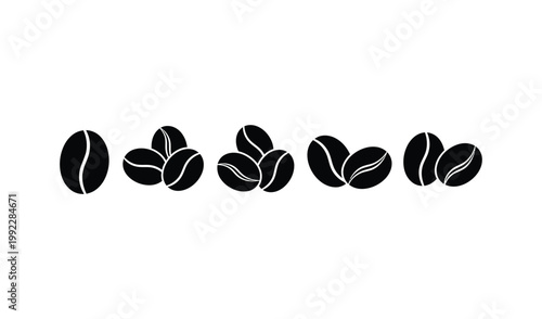 Black and white illustration of coffee beans scattered in a minimalist pattern, evoking a sense of simplicity and elegance, perfect for cafe menus or coffee packaging design.