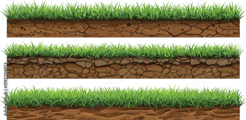 Canvas Print Grass and Soil Ground Layers Collection with Different Terrain Textures for Game