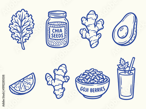 Healthy Superfoods Ingredients Collection.