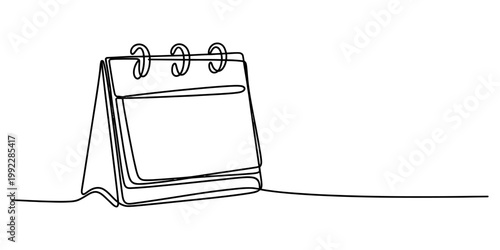 Minimalist continuous line drawing of a desk calendar on a white background for scheduling. Vector, illustration