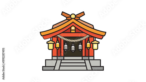 Canvas Print Traditional Japanese Shinto Shrine Editable Stroke Vector Icon