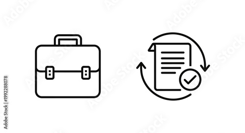 Case closed and fraud resolved icons with resolved business document completion agreement resolution settlement contract information briefcase minimalist background illustration