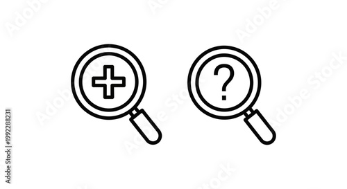 Search support and support search icons with magnifying question information assistance discovery solution guidance customer technology communication