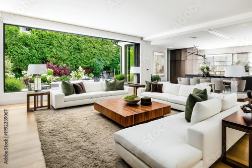 Modern Living Room With Large Windows Showing Garden View During Daytime