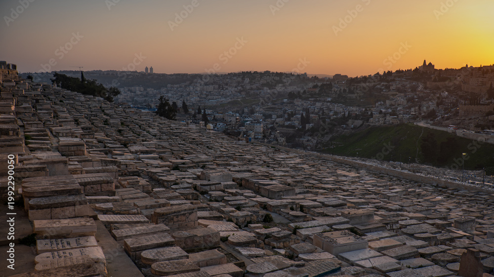 Fototapeta premium A resting place outside Jerusalem, Israel, on the continent of Asia, a place full of rocks, history, and religion
