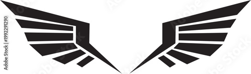 Minimalist Geometric Wing Icon  Black Wings Silhouette for Modern Branding Logo