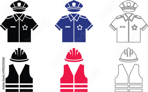 Police and emergency services uniforms hats shirts and vests collection
