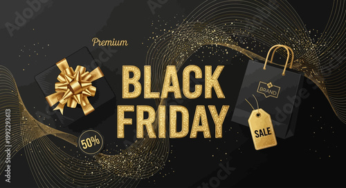 Black Friday sale shopping discount tag.
