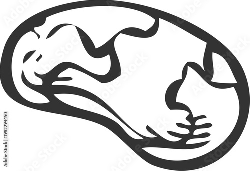 A monochrome hand-drawn sketch of a chia seed, a superfood.