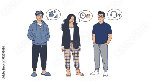 Flat design people talking, communication icons, speech bubbles, casual illustration set