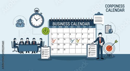 Businessman pointing at calendar planner.