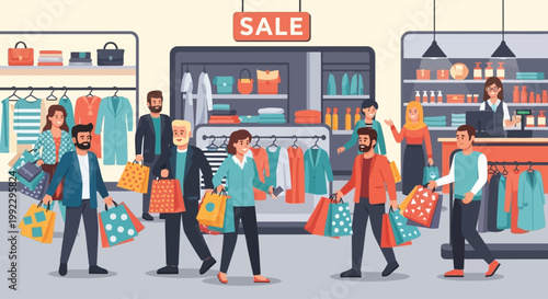 People Shopping in Retail Store.