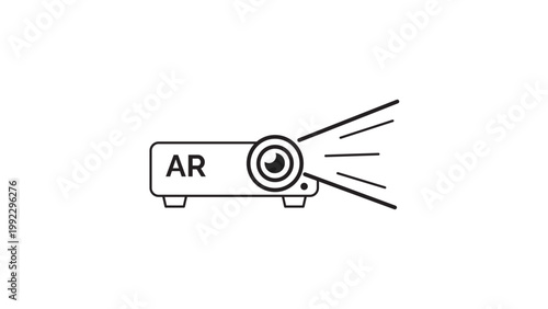 Tableau sur toile Augmented Reality AR Projector Minimalist Black Line Vector Icon on White Background, Featuring Editable Stroke and Adjustable Line Weight for Modern Technology and Digital Media Presentations
