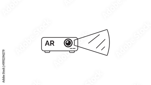 Foto Augmented Reality AR Projector Minimalist Black Line Vector Icon on White Background