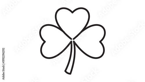 Cuadro en lienzo Minimalist Three-Leaf Clover Shamrock Vector Icon with Editable Stroke