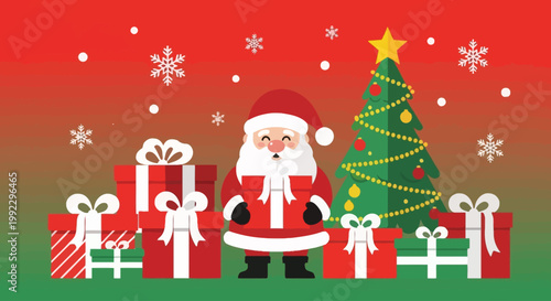 Santa Claus in Red Suit Standing.