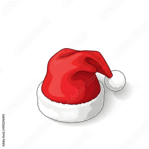 Red santa hat illustration on white bac