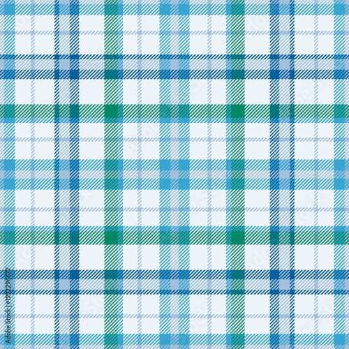 Check seamless pattern. Blue small checks background. Repeated gingham gray patern. Scottish style. Design grey prints. Repeating texture checkered plaid. Repeat chess woven fabric. Vector illustratio